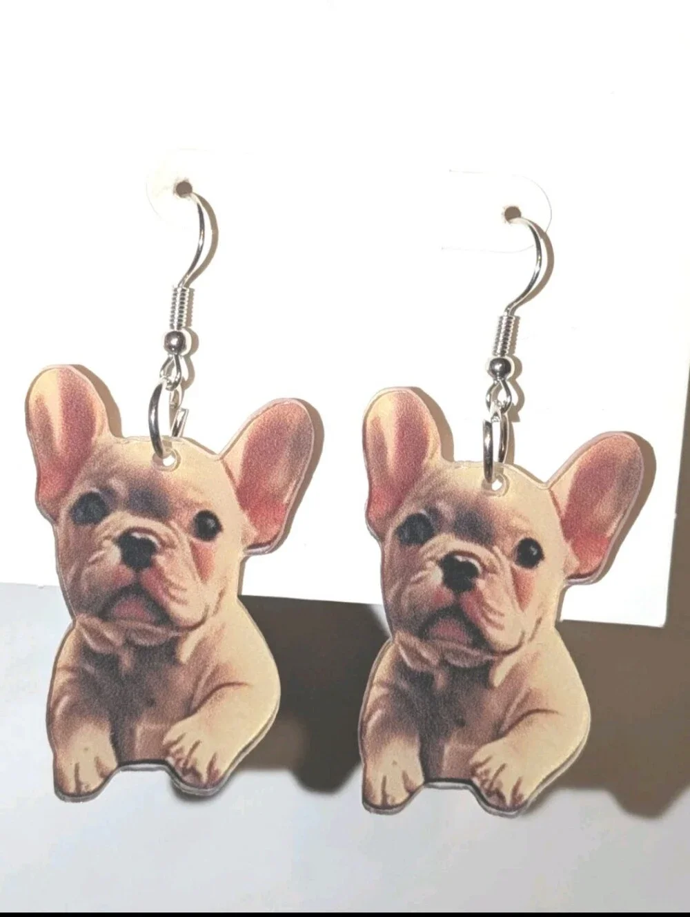 Hand Crafted French Bulldog Puppy Dangle Earrings For Women and Girls